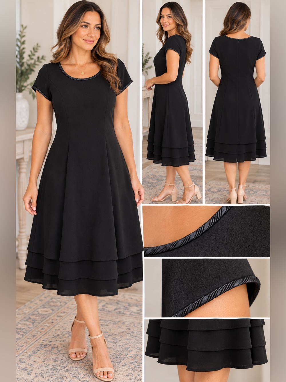Vintage 1990s Liz Claiborne Petite Black Dress Size 8P